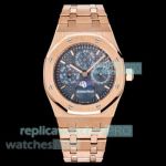 MK Factory Swiss Clone Audemars Piguet Royal Oak Rose Gold Blue Dial Moonphase Watch 